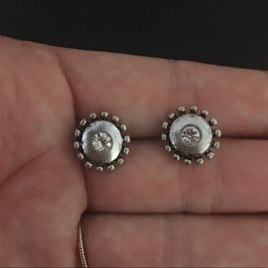 Silver crystal flower studs
